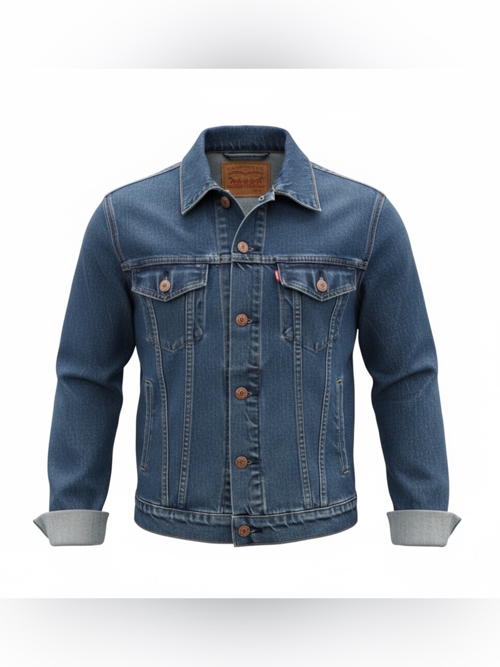UEC Levi's Medium Wash Blue Jean Denim Trucker Jacket SZ M
